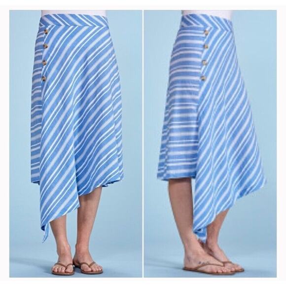 Fresh Produce Arwen Asymmetrical Blue and White Striped Skirt Women's S Beach - Picture 1 of 7